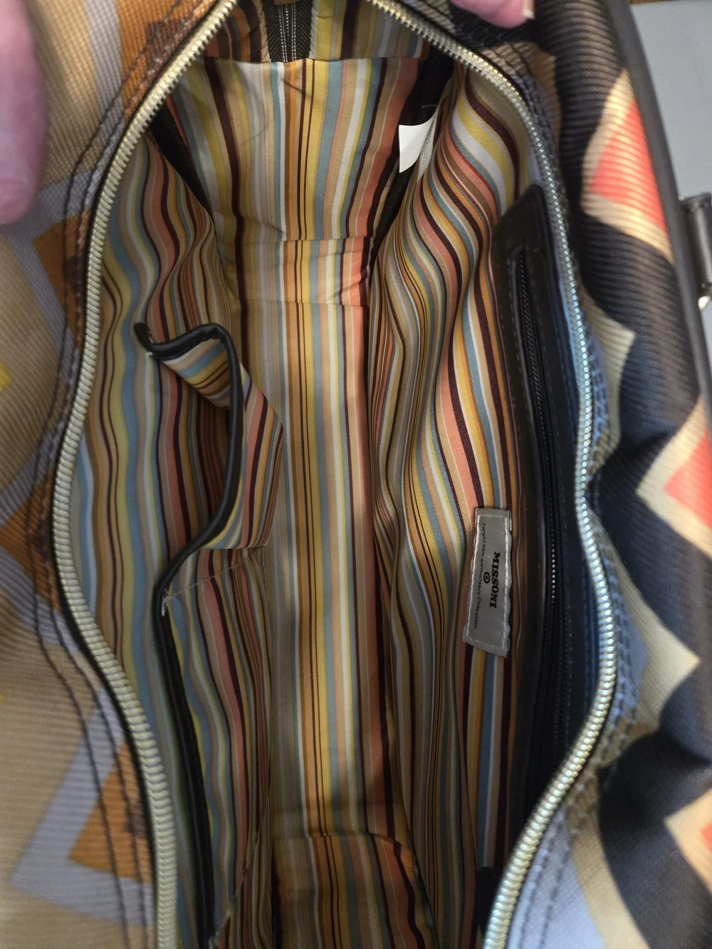 Missoni Chevron Laptop Bag in Brown, Blue, Tan and Yellow